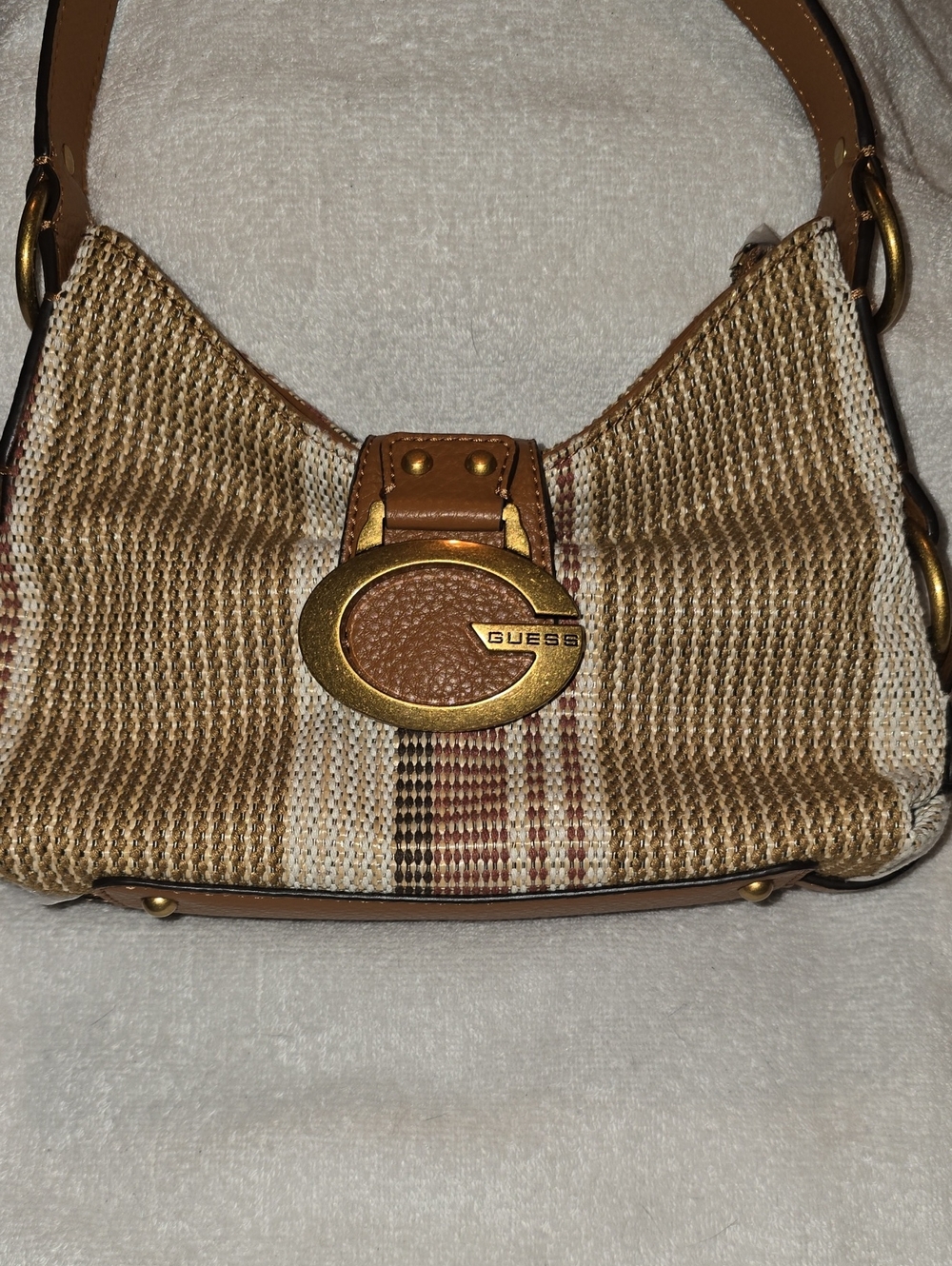 GUESS Camden Mini Striped Canvas Shoulder Purse NWOT